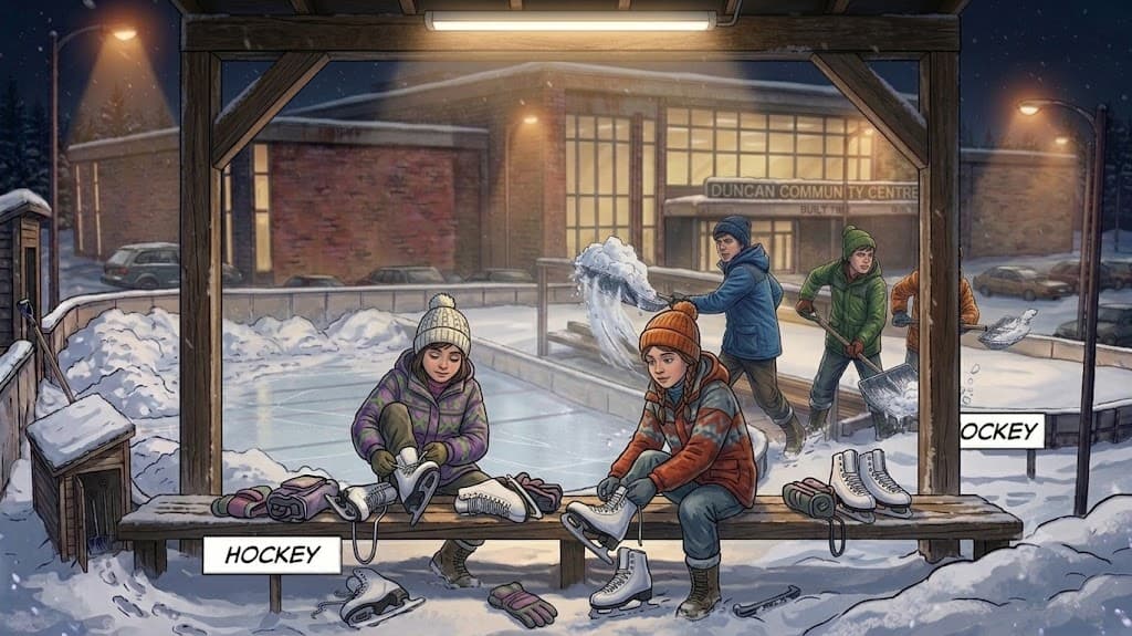 Putting on skates