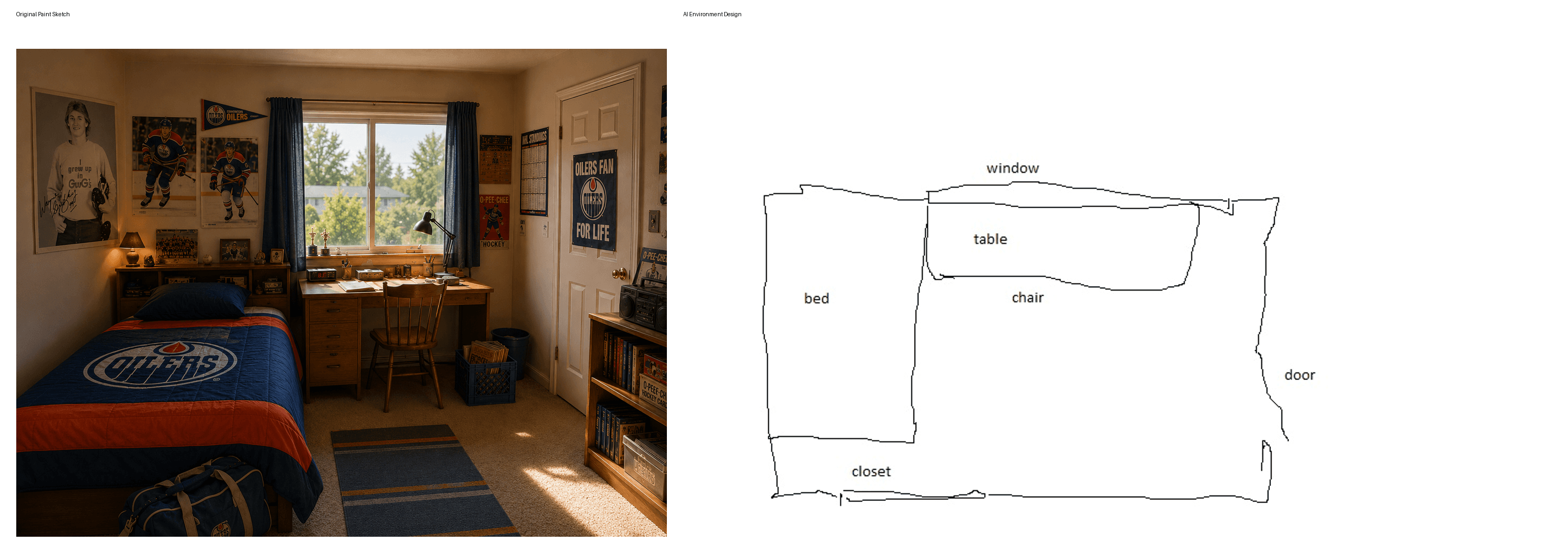 Sketch to final — side by side