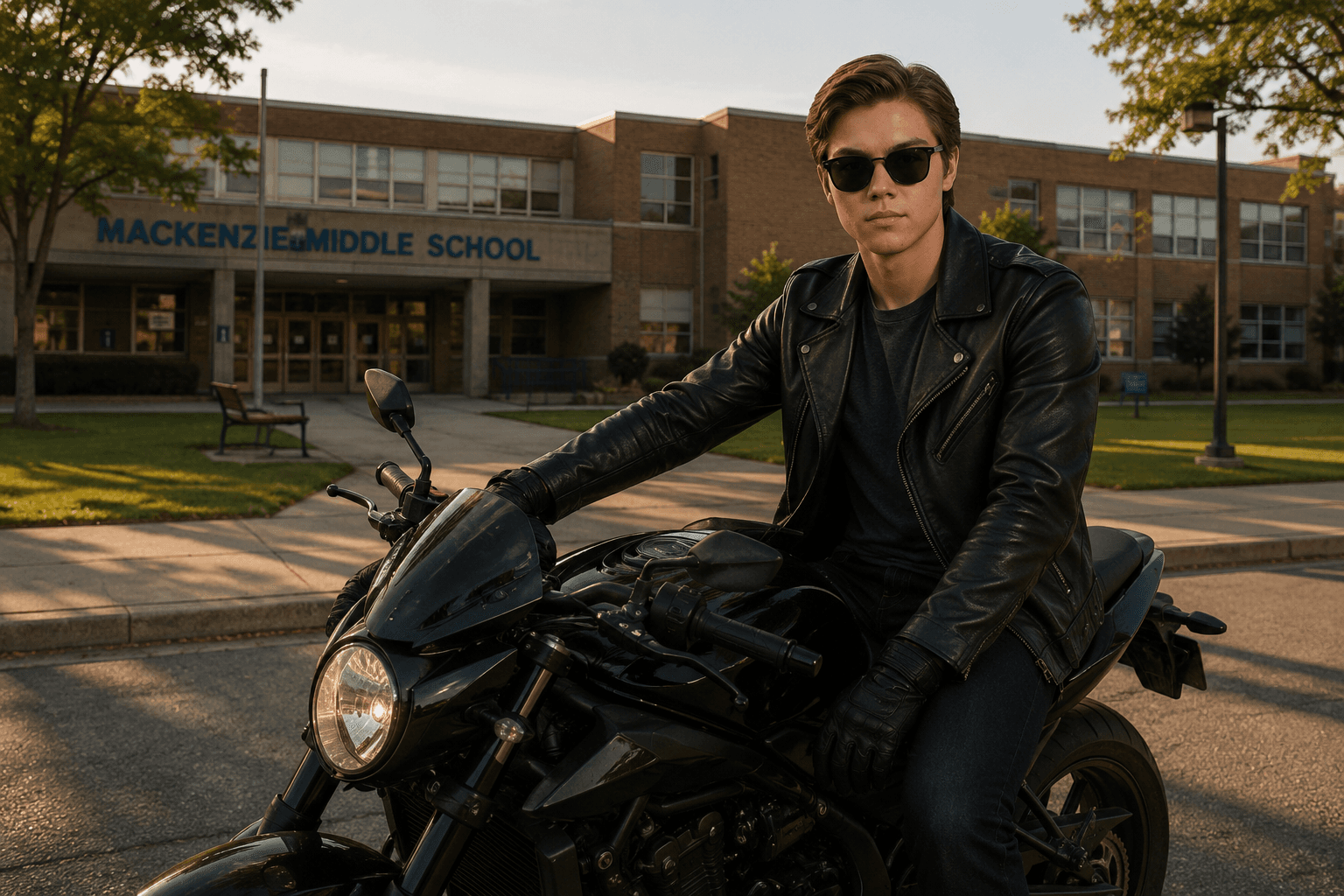 Blake on His Motorcycle